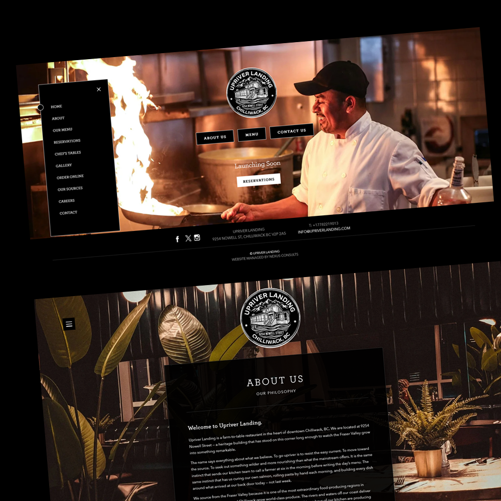 Custom Farm-to-Table Restaurant Platform: Upriver Landing