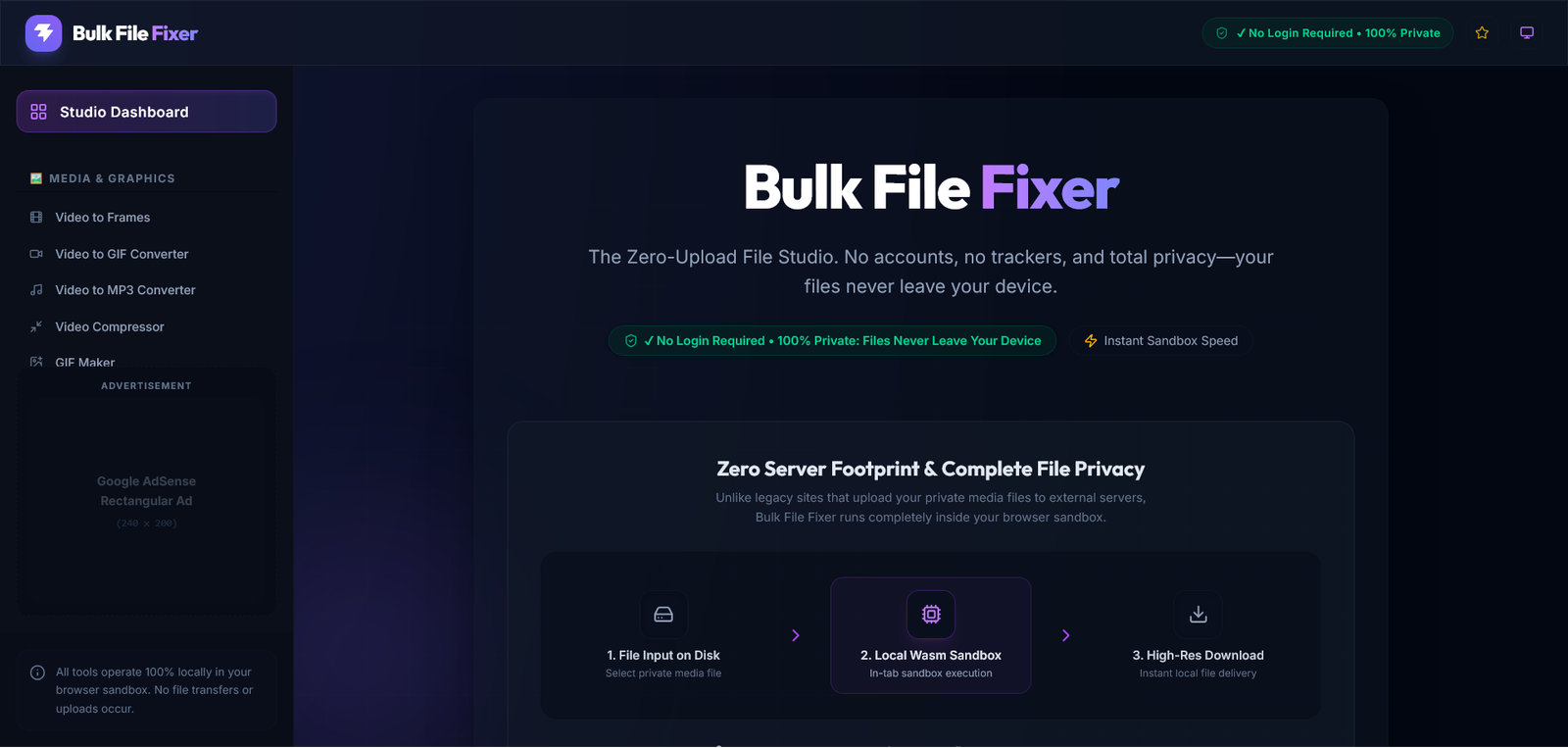 BulkFileFixer — 100% Private, Zero-Upload Client-Side File Utilities
